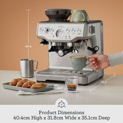 Sage The Barista Express Espresso Coffee Machine with Integrated Burr Grinder - Brushed Steel - Annotation - Dimension shot